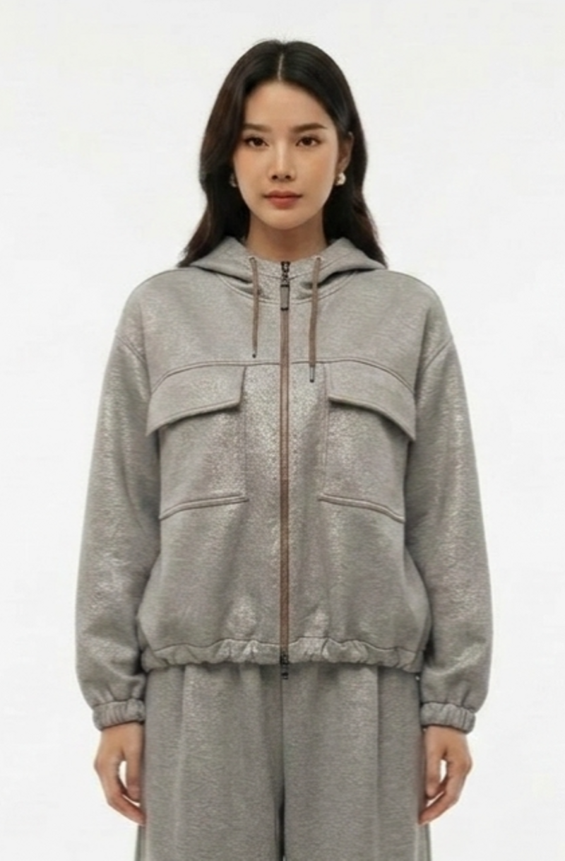 Толстовка серая меланж с люрексом SS26 BRUNELLO CUCINELLI MQ980SQ906 C001