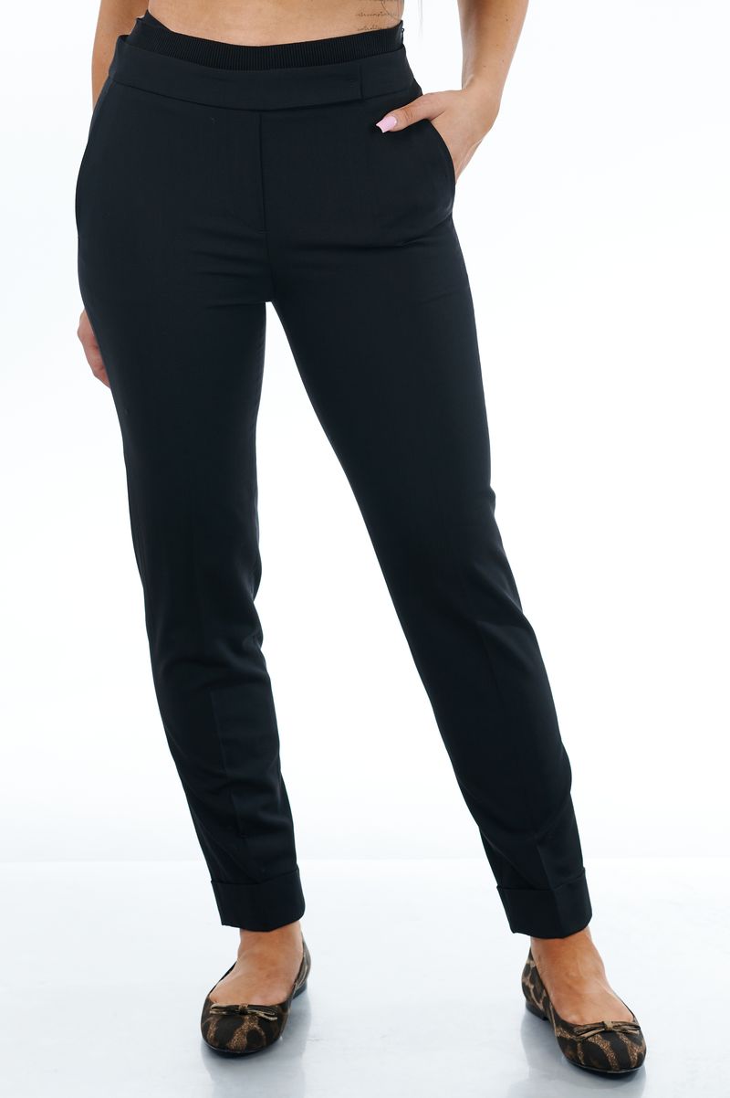 Брюки из шерсти черные SS23 LORENA ANTONIAZZI P2340PA07A